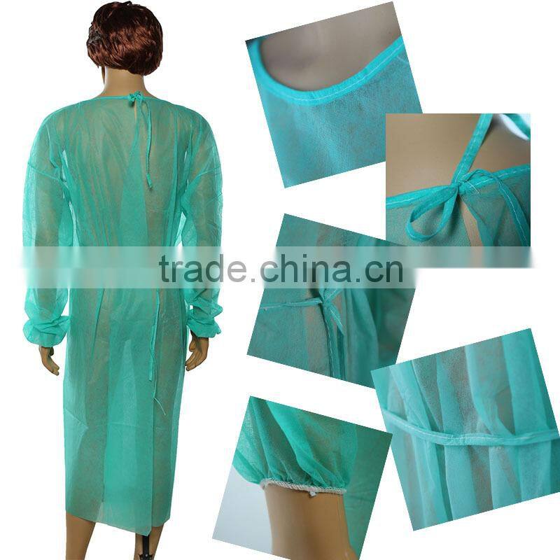 Green disposable pp surgical gown