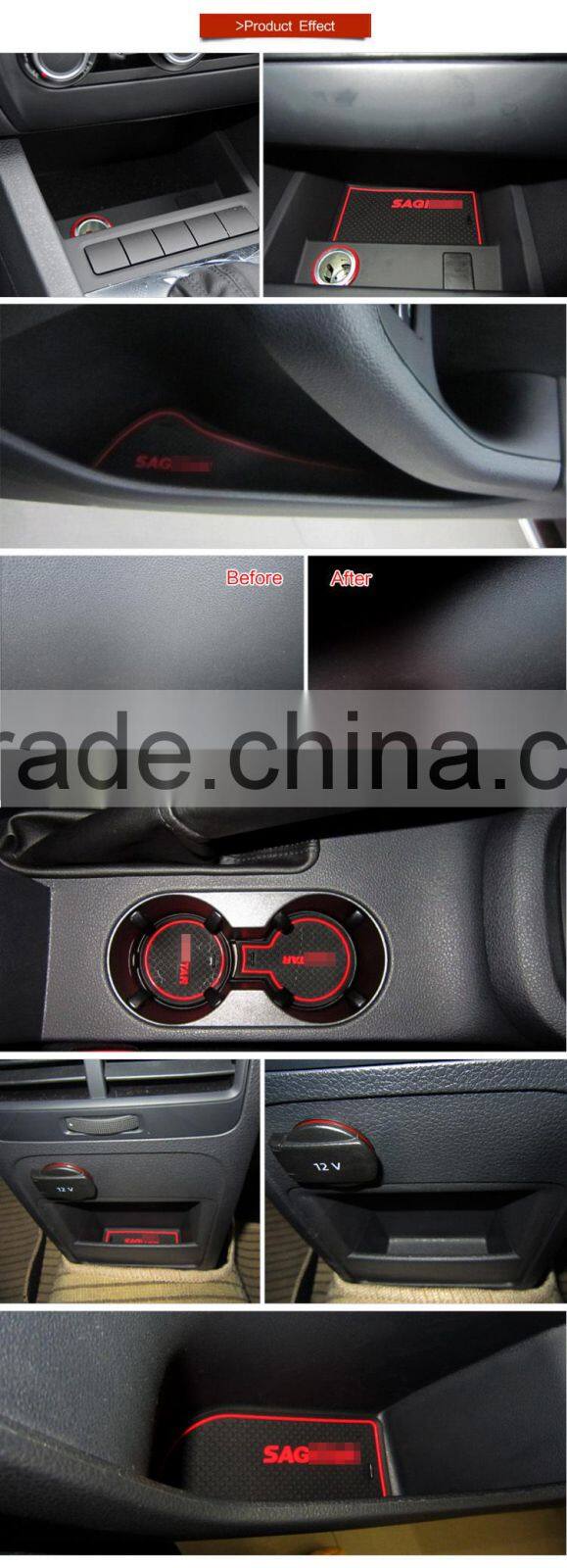 Brand new top quality car interior door slot pad for Volkswagen Sagitar 2012-2014 9pcs/set