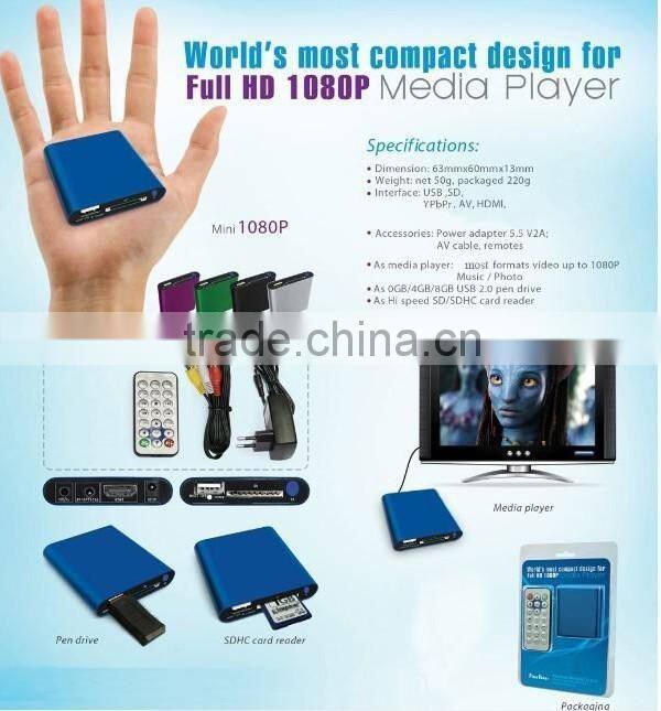 Mini Media Player Mini 1080P HDMISD/USB HD Media Player MKV/RM/RMVB Wholesale