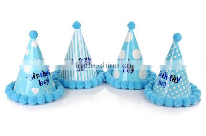 2016 Happy Birthday Paper Cone Hat for kids with high quality,decoration for birthday party