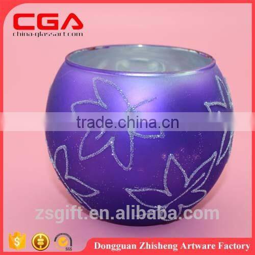Round glass candle stand,painting glass candle holder for home decorations