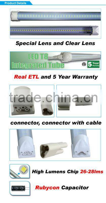 8ft 44W ETL Approved 6500k 7000k Stripe Lens Led Integrated light