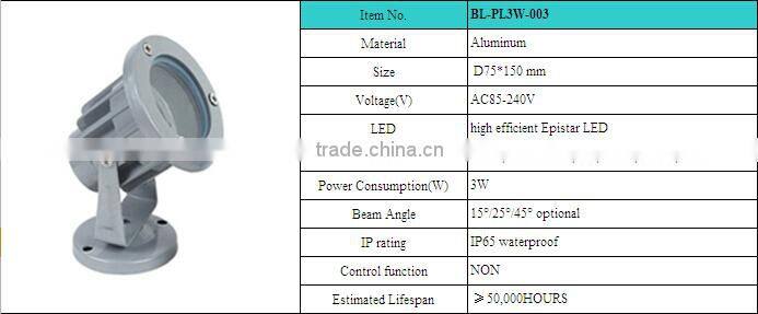 2016 high performance waterproof IP65 white 3w garden led light