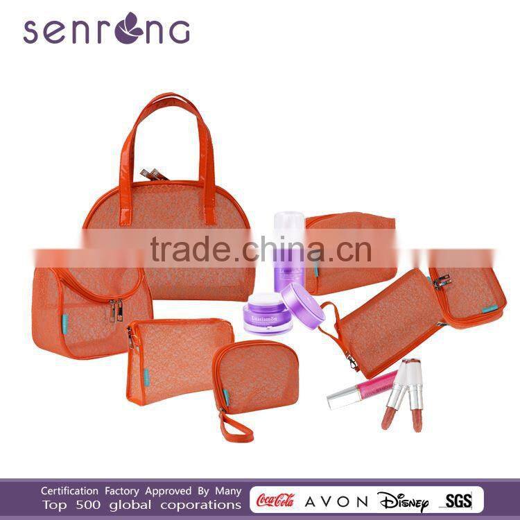 promotional satin cosmetic bag leather studded cosmetic bag