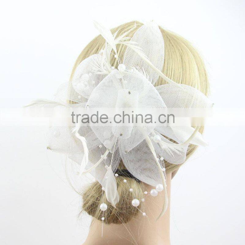 2015 vintage lady feather Sinamay fascinator Hair Clip hats for various party