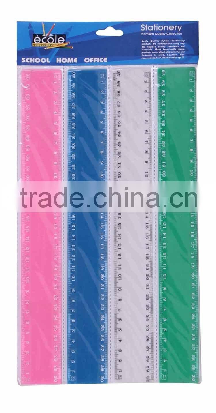 4pcs wider 30cm plastic ruler set with Header card