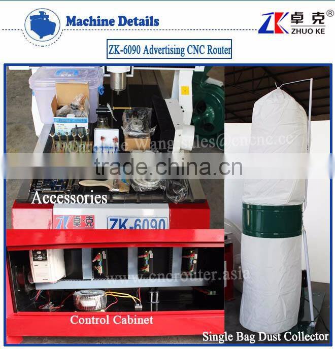 1.5KW Water Cooling Spindle 6090 Advertising CNC Router Machine For Wood Acrylic With Single Bag Dust Collector