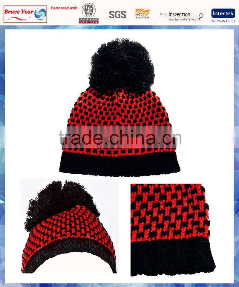 Textured Knit women cotton beanie/cotton hat beanie/Cotton Pom Beanie