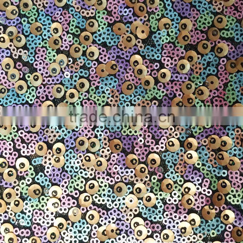 3mm 5mm colorful sequins embroidery fabric