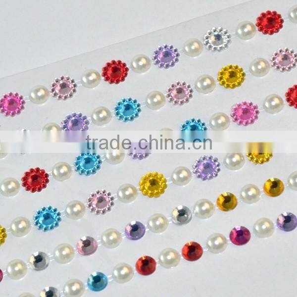 Custom rhinestone sticker sheet colorful crystal pearl bling sticker self-adhesive acrylic sticker for car gift decoration