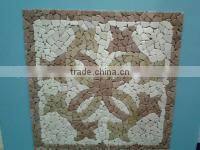 shaped marble leaf pattern mosaic floor medallion