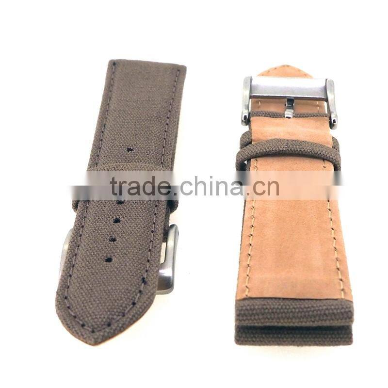 20mm 22mm Suede Leather Watch Band With Canvas