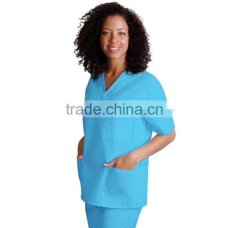 Solid Fashion Scrub Tops For Women/Medical Scrub Top Nurse/V neck female scrub Cotton/Polyester tops