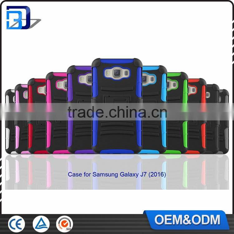 2016 New Outdoor Heavy Duty 3 in 1 Belt Clip Cell Phone Case For SamSung Galaxy J7 (2016) J710 PC Silicone Armor Kickstand Cover