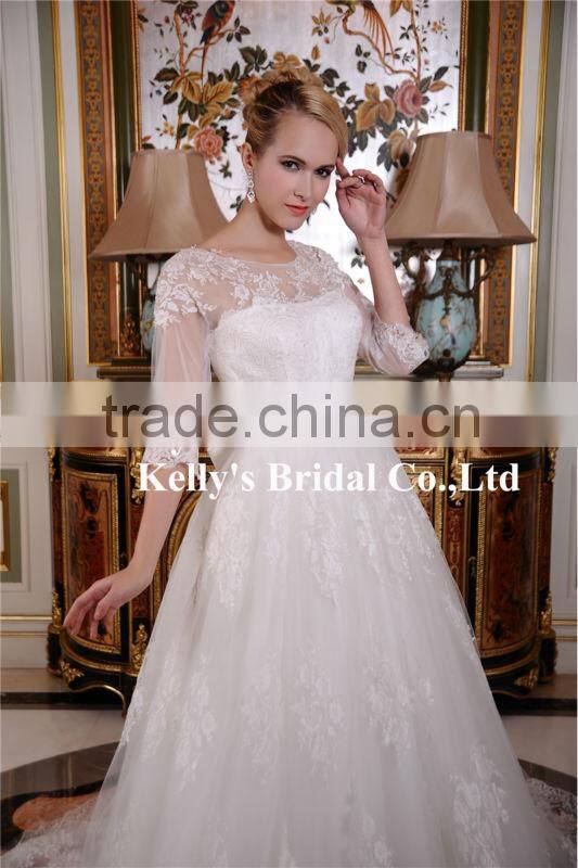 New fashion simple casual short sleeve bridal wedding dress