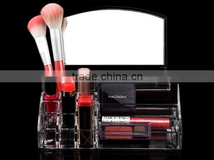 top class high clear luxury plexiglass acrylic material acrylic makeup display with mirror