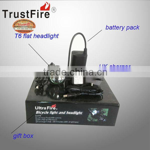 TrustFire 1200lm cree xml t6 Waterproof led headlight+battery pack+charger+gift box(one set) from original factory