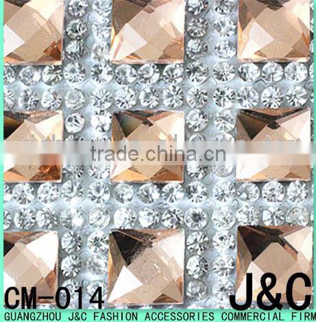 8*8 square glass stone mesh roll 24*40 cm hot fix glue mesh trimming