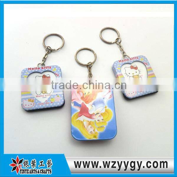 rectangle picture photo frame keychain, metal keyring
