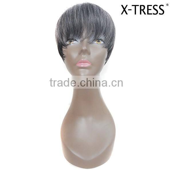 8inch 72g machine made short brazilian style 8inch 72g human hair mix heat resistant fibre wig