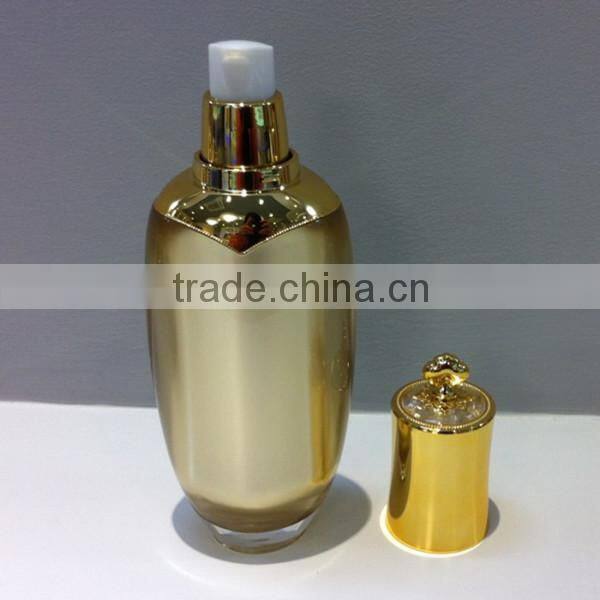 2014 hot sell crown shape cosmetic lotion bottle acrylic lotion bottle with pump
