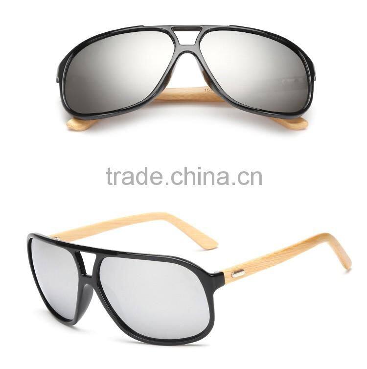 free sample 2016 newest vintage bamboo sunglasses with colorful lenses