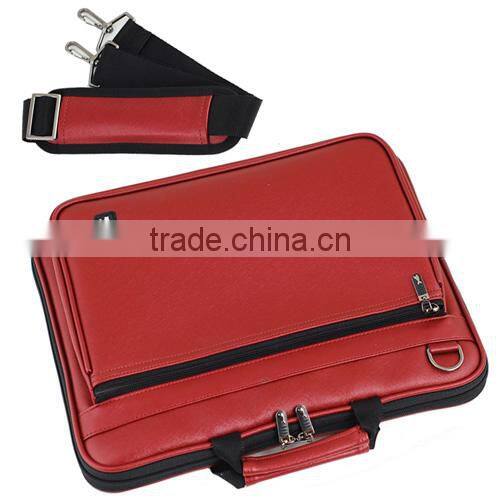 OEM Factory 11.6 Inch Hot Selling Red Leather Laptop Bag with Accessories Pouch