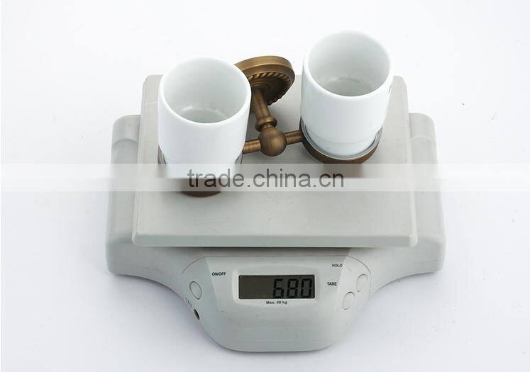 bathroom pruducts furface antique bronze and brass double tumbler holder