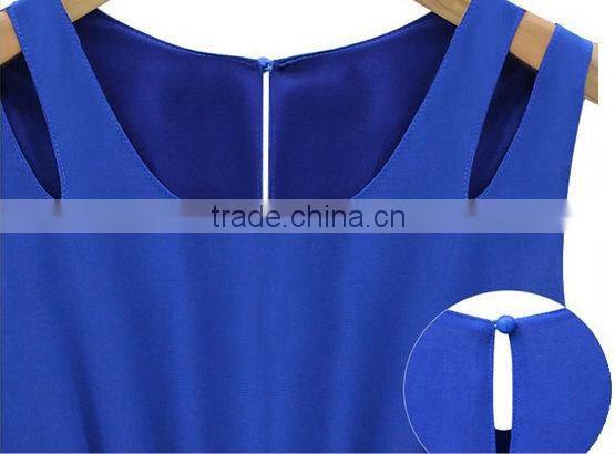LATEST EUROPEAN LONG CHIFFON DRESS BLUE 563