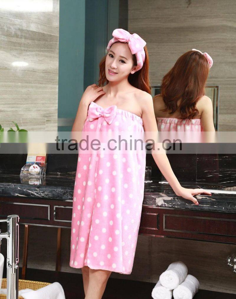 lady pink coral fleece bathrobe