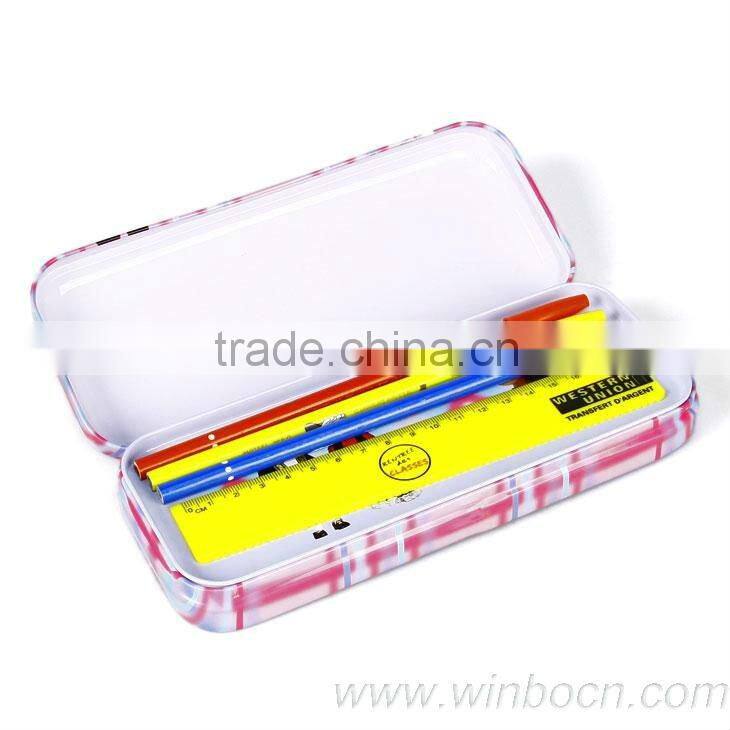 Two-layer cartoon kids students tin pencil case box