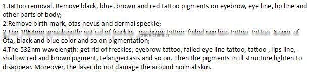 Portable tattoo removal Q-switch1064 nm 532nm nd yag laser machine for home use