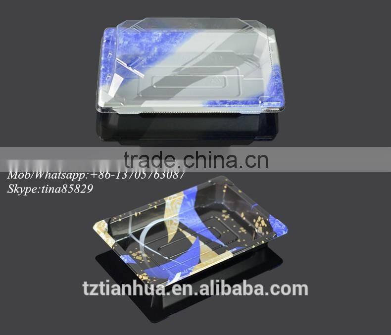 High Quality PS Disposable Plastic Sushi Container,Plastic Take Out Sushi Packaging,Japanese Sushi Box with Printed film