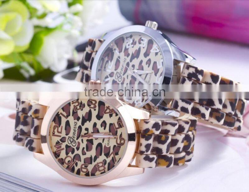 Women's Geneva Watch Leopard gold color Silicone Wristwatches Quartz Ladies dress watch dropship digital time Sport Watch