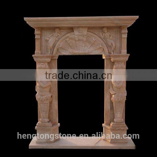 Hand Carved Marble Decorative Door Frame with Girl Statue
