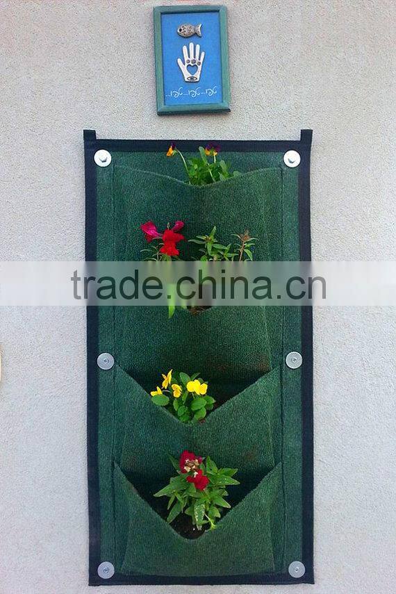 4 Pocket Vertical Wall Garden Plant Wall-mounted,Brown Vertical Garden Pocket Planters