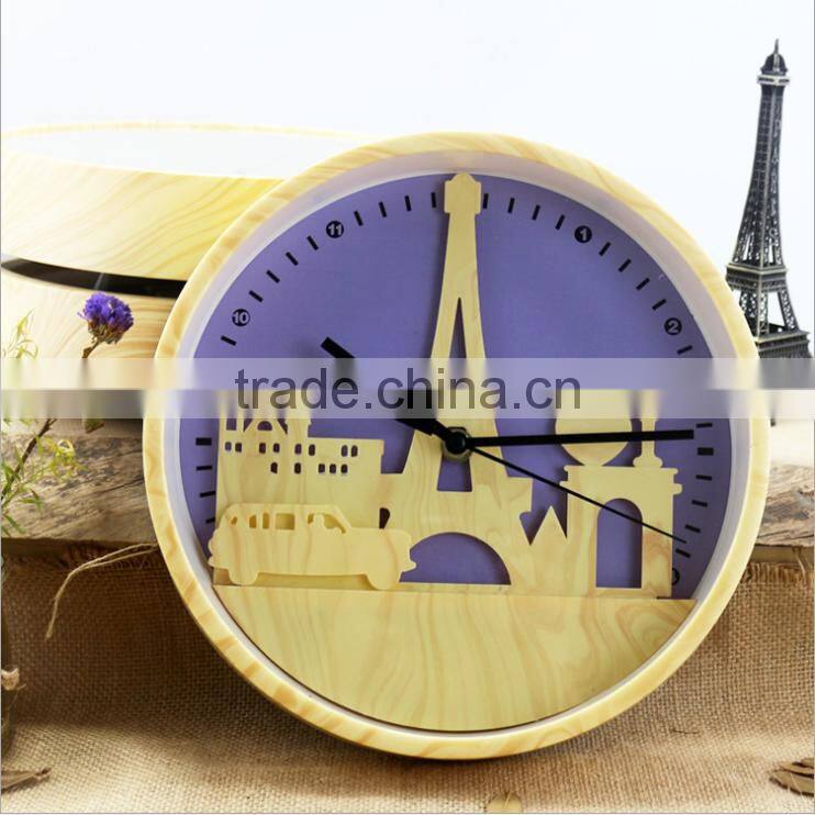 2017 New Design Tower Colorful Decorative Wall Clock For Wholesale