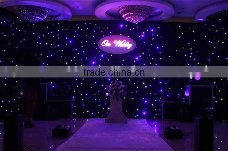 Black/white led star curtain for romantic wedding decoration