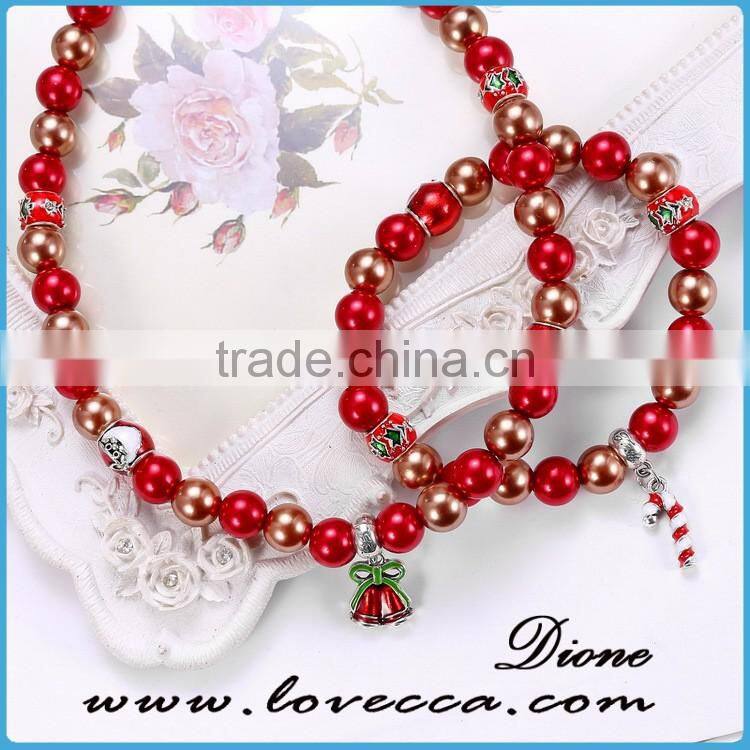 Promotion christmas gifts imitation pearls christmas beads bracelet