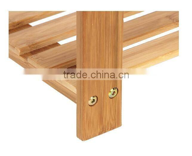 2 Tier Natural Bamboo Shoe Rack Bench Storage Organiser Holder 70 x 28 x 45cm