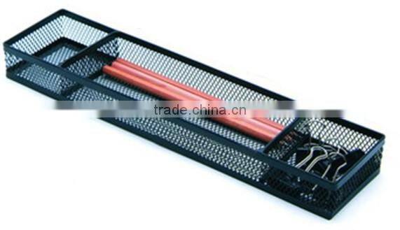 3 Compartments Metal Mesh Desk Stationery Organizer Tray For Office/Home