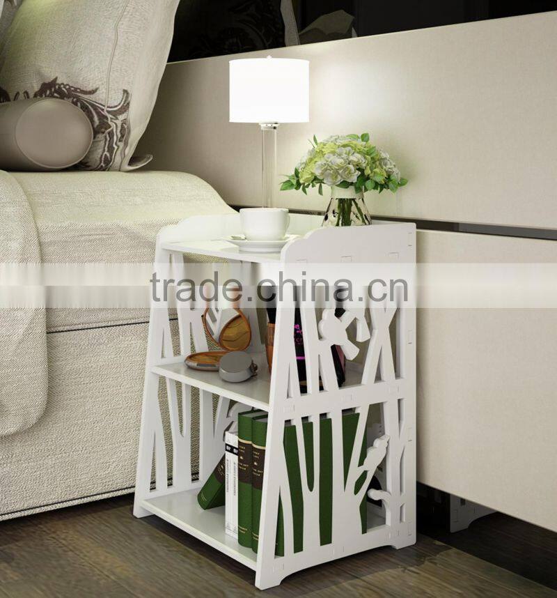 Small Plastic-Wood White Bed End Table Nightstand Bathroom Cabinet Kids Furniture Table Bookcase