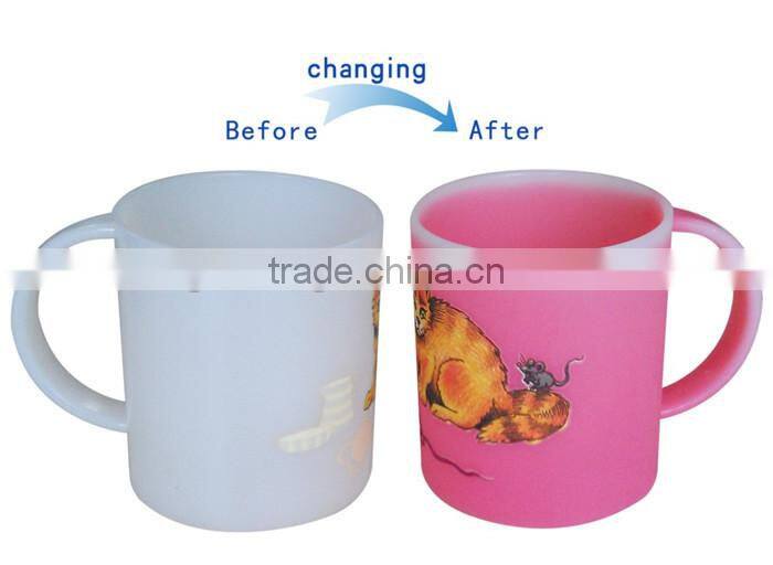 customized design PS plastic 10oz coffee mug with color changing