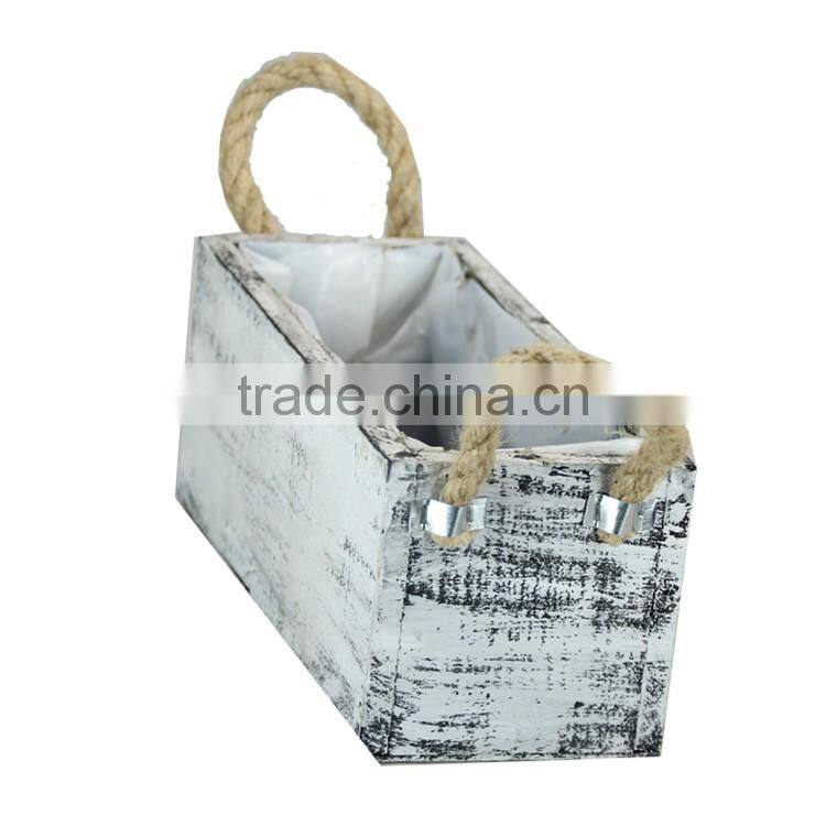 Wooden Rectangular Herb Planter Box Flower Pot for Home Garden