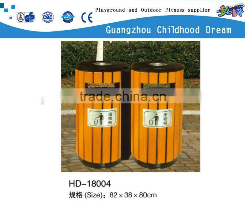 (HD-18002)good quality wood trash can wood park litter bin