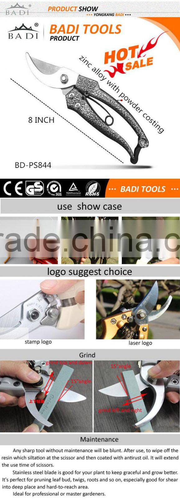 high grade and good quality pruning shear with powder coating zinc alloy handle