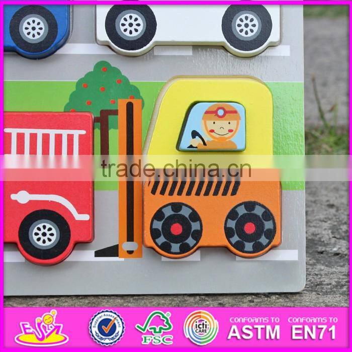 2017 New product educational toy wooden car shape puzzle for kids W14D022