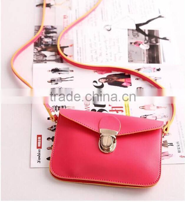 Colorful leather shoulder phone bag for women