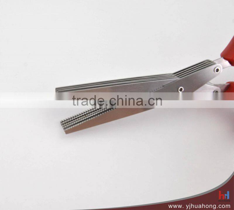Stainless Steel shredder scissors,kitchen herb scissors with serrated 5 blades