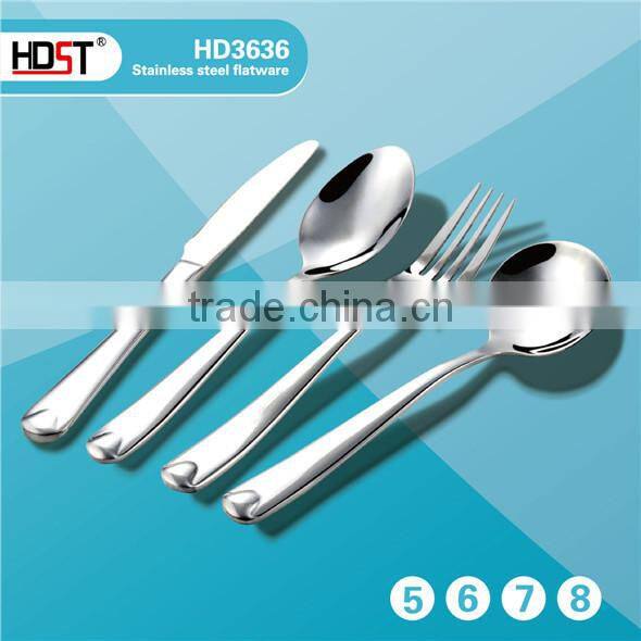 2015 Hot Sale fashion water drop type handle hotel 16pcs cutlery set